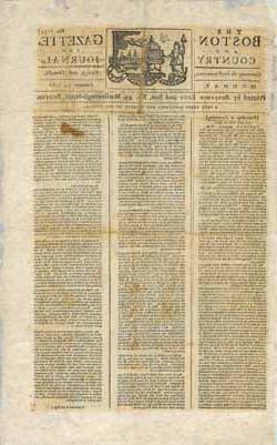 The Boston Gazette, and the Country Journal Newspaper