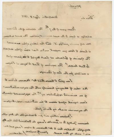 詹姆斯·麦迪逊致威廉·尤斯蒂斯的信，1812年9月8日手稿