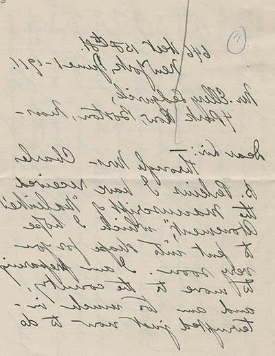 玛丽·安廷给埃勒里·塞奇威克的信，1911年6月1日手稿