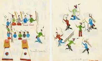 Osage war dance Ink, watercolor on wove paper