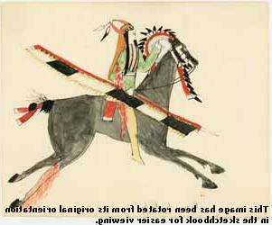 Wounded Kiowa warrior Ink, watercolor on wove paper